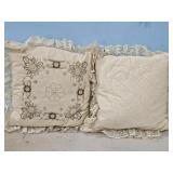 PILLOWS W/CANDLEWICK EMBROIDERY AND LACE TRIM