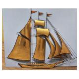 METAL SHIP WALL ART APPROX 37 INCHES TALL