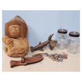 LEATHER KNIFE SHEATH, COCONUT MAN, DRINKING