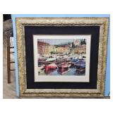 40X44 FRAMED OIL ON BOARD MARINE SCENE