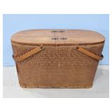 EARLY WICKER PICNIC BASKET