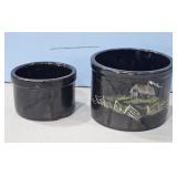 2-SMALL BROWN CROCKS-1 HAS COUNTRY BARN