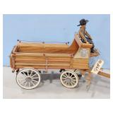 WOODEN TOY WAGON W/DRIVER & HIS BEST FRIEND