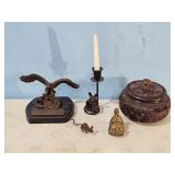 AMERICAN EAGKE & TEAK WOOD BOWL