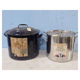 16 QT STOCK POT AND ENAMELWARE COLDPACK CANNER
