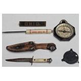MINATURE KNIFE/COMPASS/BRASS OH PIN/SIGN