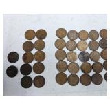 37 WHEAT AND INDIAN HEAD PENNIES