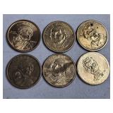 (6) 1 DOLLAR GOLDEN COINS-SACAGAWEA & PRESIDENTIAL