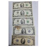 PAPER MONEY-$10 SILVER CERTIFICATE/(3) 2 DOLLAR BL