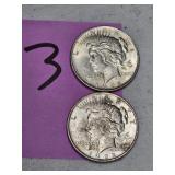 (2) 1922 PEACE DOLLARS