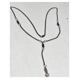 DARK CHAIN NECKLACE W/SMOKEY GREY CRYSTALS