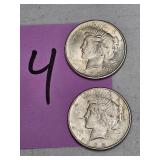 (2) 1925 PEACE DOLLARS