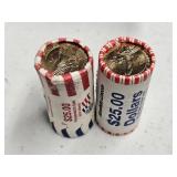 2 NEW ROLLS OF PRESIDENTIAL 1 COINS