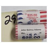 2 NEW ROLLS OF PRESIDENTIAL 1 DOLLAR COINS
