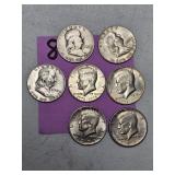 1951, 1952,1962 FRANKLIN HALVES AND (4) KENNEDY