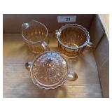 Pink depression creamer and sugar set