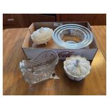 Mixing bowls and milk glass