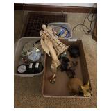 House decor. angles & snow globes & small clocks