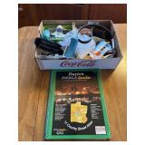 Glue gun & rubber bands & pens and pencil misc