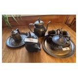 Tray with creamer sugar set & tea pots