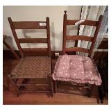 Cane bottom rocking chair & ladder back chair
