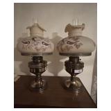 Pair of Gone with the wind style electrified lamps