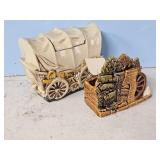 MCCOY COVERED WAGON & WISHING WELL PLANTER