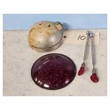 RED GLASS LENS APPROX, 7 INCHES IN DIA.