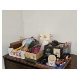 FRAMED DOLLIES, PERFUME BOTTLES LADIES SCARVES