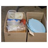2 BOXES OF PLASTIC WARE AND HOLIDAY FOOD