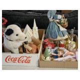 PORCELAIN CHURCH, BRASS BELL AND OTHER