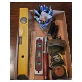 MEASURING TAPES, FLASHLIGHTS AND LEVEL