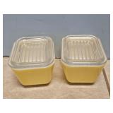 2 YELLOW PYREX REFRIG. DISHES WITH LIDS