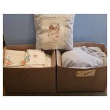 BEDDING IN 2 BOXES-EMBROIDERED PILLOW CASES