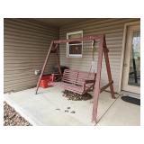 REDWOOD PORCH SWING WITH WOODEN FRAME