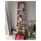 BATTERY/KELLER LADDER/SNOW SHOVEL/DOLLY