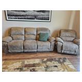 SUEDE TYPE RECLINER SOFA & RECLINER