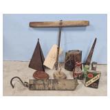 HAY HOOK, COW BELL, TRI-ANGLE BELL MISSING CLAPPER