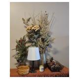 LONGABERGER  BASKET, VASES, WIRE BASKET WITH