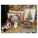PILLOW, CHRISTMAS TREE PICTURE, MUSIC BOX, BASKET