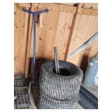 REAR LAWN MOWER TIRES, WEAZEL, 4X4 POST HOLDER