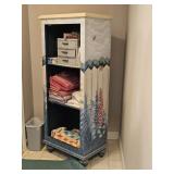 MAHOG. PAINTED CUPBOARD/SHELF-NO CONTENTS SELLS