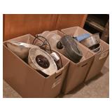 3 BOXES OF HEAT LAMPS, PET BOWLS, WATERERS