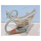 MURANO STYLE ART GLASS SWAN FRUIT VASE