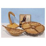 WOOD BANANA STANDLAZY SUSAN SERVING TRAY