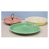 PINK CERAMIC DIVIDED DISH/YGLASBAKE OVAL DIVIDED