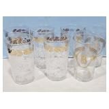 VINTAGE GOLD & WHITE ROSE GLASSES & GOLD LAUREL