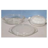 8.5 INCH ROUND CORNING WARE W/LID/GLASBAKE OVAL