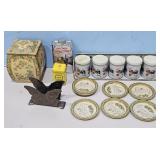 METAL TIN SPICE RACK/TEA CADDY/BUTTERFLY NAPKIN