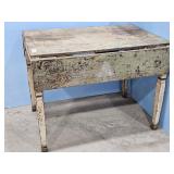 PRIMITIVE DROP LEAF FARM TABLE WITH CHIPPY PAINT